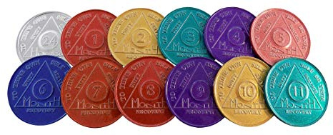 wendells Set of 12 Aluminum AA Medallions (24 Hours, Months 1-11) Alcoholics Anonymous Sobriety Chips