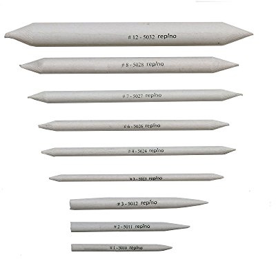 repino Estompen, Papierwischer, 9 Stück, verschiedene Durchmesser & Längen - für Pastellkreide uvm.