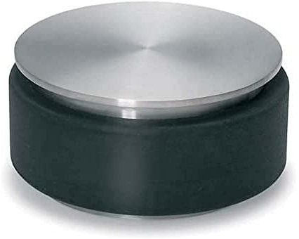 blomus -STOP- Türstopper aus Edelstahl, 1 KG schwere Ausführung, gummiert für jeden Untergrund, Türpuffer, hochwertige Verarbeitung (H / B / T: 4,5 x 9 x 9 cm, Edelstahl, 68307), Silber