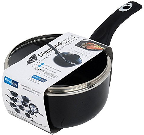 Pendeford Housewares Premium 16cm Non-Stick Saucepan with Glass Lid, 1.8L Capacity, Soft Touch Handle, Steam Vent, Induction & All Hob Compatible, Dishwasher Safe, 2.5mm Pressed Aluminium