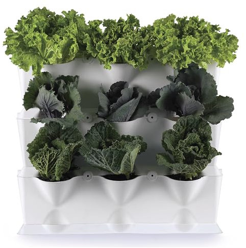 Minigarden Vertical 1 set per 9 piante, Giardino Verticale Modulare e Espandibile, Posizionato Sul Pavimento o Fissato al Muro, Sistema di Drenaggio Innovativo, Lungo Ciclo di Vita (Bianco)