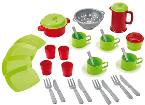 Ecoiffier – Spiel-Geschirrset – 35-teiliges Puppen Geschirrset, mit Tragetasche, ideal für Kinderküche, für Jungen und Mädchen ab 18 Monaten