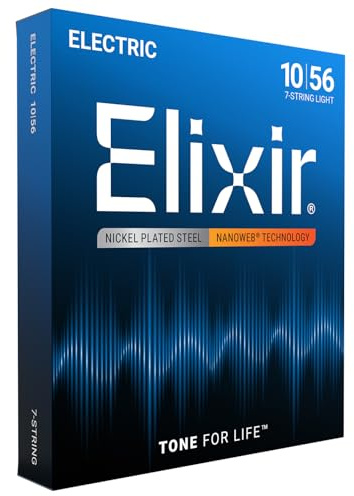 Elixir® Strings elgitarrsträngar för 7-strängad gitarr med NANOWEB®-coating, Light (.010-.056)