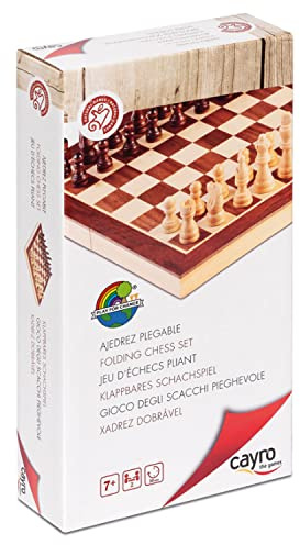 Cayro - Ajedrez - + 7 Años - Piezas de Madera - Juego de Mesa Educativo Ideal Niños y Adultos - Tablero Plegable de 30 x 30 cm para Guardar Las Fichas