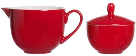 Ritzenhoff & Breker Milch- & Zuckerset Doppio, Rot, Milchkännchen/Gießer 170 ml, Zuckerdose ø 9 cm, aus Porzellan, Spülmaschinengeeignet