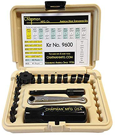 Chapman Mfg # 9600dt Starter Schlitz Büchsenmacher/Dental/Lab USA Made Offset Schraubendreher & Ratschen Set