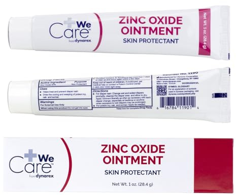 Dynarex Zinc Oxide Ointment, Protective Skin Barrier Ointment, Soothes, Prevents, and Relieves Diaper Rash, Chaffed Skin, and Irritation, White, 1 Count - 1 oz. Tube