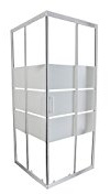 ONDÉE - Porte de douche MISSI - Façade coulissante accès d'angle. 70x185cm - Epaisseur 4mm - Installation réversible - Verre trempé sérigraphié 3 bandes blanches