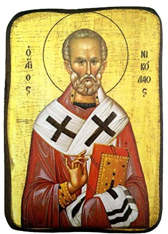 Icona di San Nicola Battista in legno, greca cristiano ortodossa, fatto a mano / a0