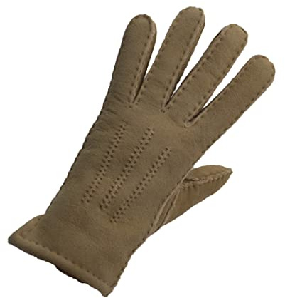 Reissner Lammfelle warme Merino Lammfell Finger Handschuhe für Damen und Herren HDS-FINGER1-M-BEI beige M (Handumfang 19cm)