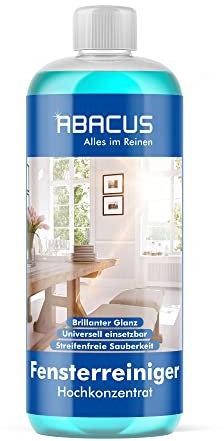 ABACUS® Fensterreiniger Hochkonzentrat 1:1000, Glasreiniger Konzentrat, Scheibenreiniger Konzentrat, Spiegelreiniger, Fensterputzmittel, Fensterwischer – Fensterreiniger Hochkonzentrat 1000 ml (2290)