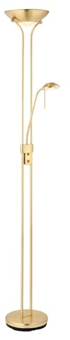 Endon Rome 230W & 33W Satin Brass & Opal Glass Mother & Child Task Floor Light & Uplighter