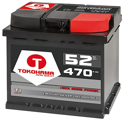 Tokohama Autobatterie 12V 52AH 470A/EN ersetzt 50Ah 44Ah 45Ah 46Ah 47Ah