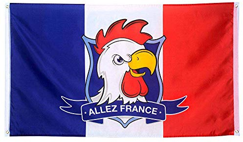 Boland - Banner Francia Allez les Bleus, 90 x 150 cm | Decoración de poliéster para colgar, Francia, fútbol, bandera