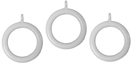 Merriway BH03175 Anelli per Aste per Tende in Plastica con Occhiello Fisso, Bianco, 37 mm, Set di 8 Pezzi