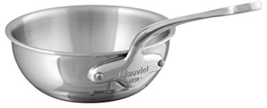 Mauviel M'Cook Sautepfanne aus poliertem Edelstahl, gebogen, 5-lagig, mit gegossenem Edelstahlgriff, 1,1 qt, hergestellt in Frankreich