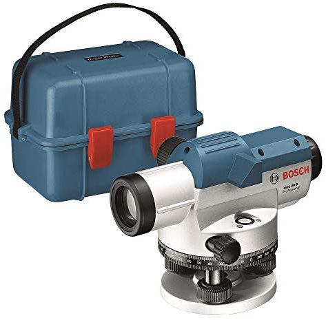 Bosch Professional Optisches Nivelliergerät GOL 20 D (20-fache Vergrößerung, Maßeinheit: 360 Grad, Arbeitsbereich: bis zu 60 m, im Transportkoffer)