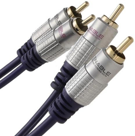 kenable Pur cuivre desoxygéné HQ 2 x RCA Cinch Fiches Vers Fiches Stéréo l'audio câble Plaqués Or 15 m [15 mètre/15m]