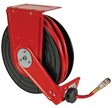 Perel Automatischer Druckluftschlauchaufroller 15 m zur Wandmontage, rotes PVC, max. 20 bar, 1/4 NPT, Metallgehäuse, für Kompressor, Druckluftwerkzeuge, Werkstatt und Industrie