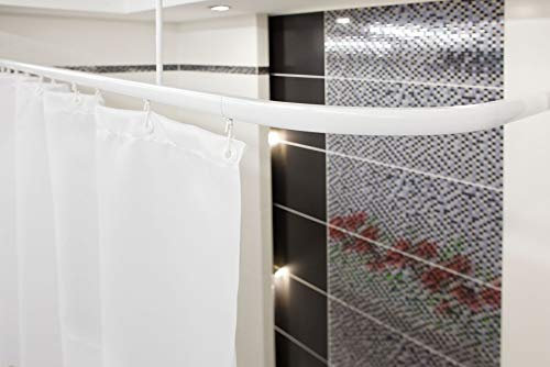 DUSCHVORHANGSCHIENE BARRIEREFREI WEISS DUSCHVORHANGSTANGE DUSCHVORHANG - Bequemes durchschieben des Vorhangs ohne Hindernis -
