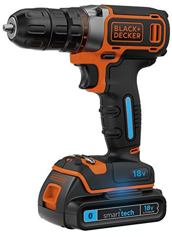BLACK+DECKER BDCDC18KST Taladro atornillador 18V 1.5Ah Litio con batería smart tech y Maletin