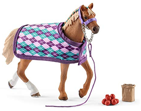 Schleich 42360 Englisches Vollblut mit Decke, für Kinder ab 5-12 Jahren, Horse Club - Spielset