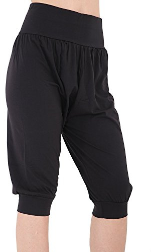 Candid Styles Womens Shorts Cropped Harem Pants 3/4 Baggy Ali Baba Yoga Trousers Stretch Leggings 8-26 Black 12-14