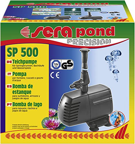 sera pond SP 500 Teichpumpe | Effiziente 750 l/h Pumpenleistung | Variables Wasserspiel | Sichere Montage mit Saugfüßen | Leistungsstark mit 18 Watt & 1,0 m Wasserstrahl-Höhe