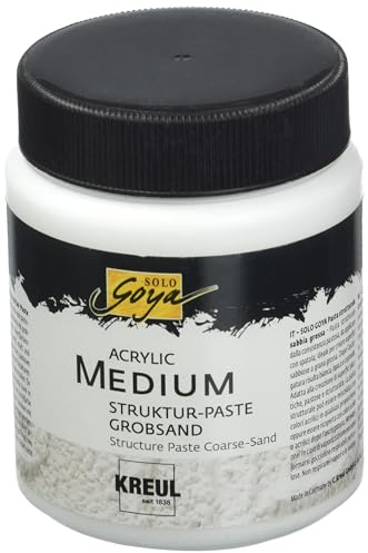 KREUL 85605 - Solo Goya Acrylic Medium, weiß, 250 ml Dose, Strukturpaste Grobsand, pastose Spachtelmasse, mit grobkörniger sandartiger Oberflächenstruktur, einfärb- und übermalbar