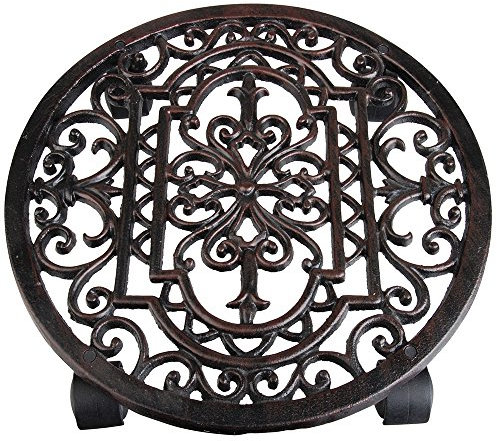 Esschert Design Antik-Pflanzentrolley rund 100% Gusseisen