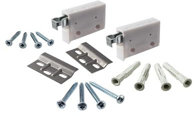 Gedotec Cupboard hanger with mounting rail white | Load capacity 150 kg | 1 complete set - Furniture hanger with support plate & wall unit mounting material | H10630 | Cupboard brackets and wall rails