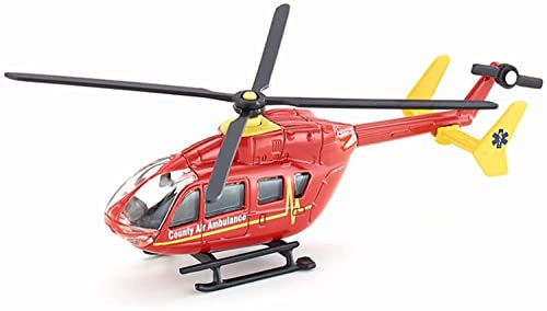 siku 1647, Rettungshubschrauber, Metall/Kunststoff, 1:87, Rot, Drehbare Rotoren