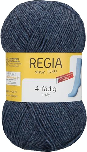 REGIA 4-fädig Uni 9801276-02137 jeans streaked Handstrickgarn, Sockengarn, 50g Knäuel