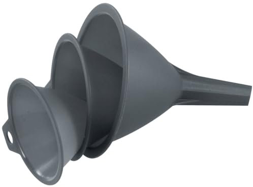 Fackelmann Set 3 Embudos de Plástico para Cocina, Material Polipropileno, Diámetros 8-9-11cm, Embudos Dosificadores Diversos Tamaños, Color gris, 3 uds.