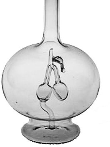Oberstdorfer Glashütte Zwetschgen aus Glas in runder Glaskaraffe befüllbar aus klarem Glas dekorative Zierflasche mundgeblasen Füllmenge 0,5 Liter Höhe ca. 30 cm