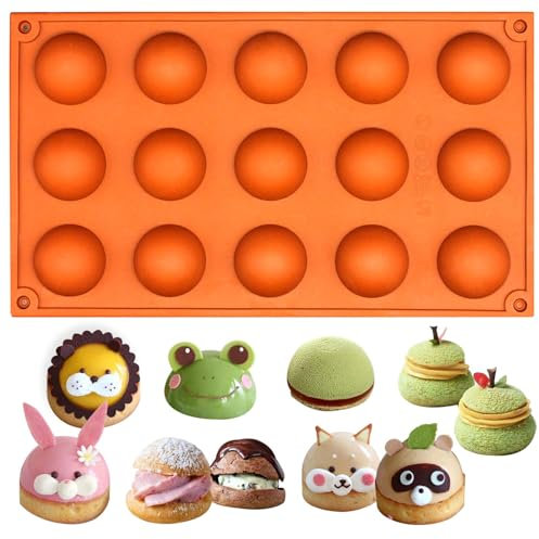 Molde de silicona flexible con 15 huecos semiesféricos para bombones, caramelos, postres, trufas, etc.