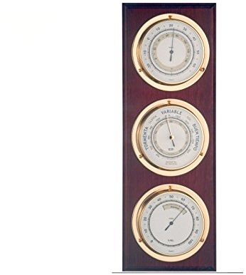 Station météo nautique baromètre en bois 40 cm, station météo intérieure extérieure, 3 montres, hygromètre, thermomètre, textes en espagnol