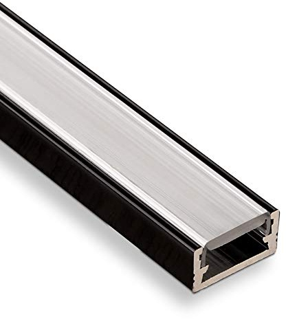 SOTECH 10 Stück LED Profil-11 Schwarz Aufbauprofil 2000 x 14 x 7 mm | mit opaler Abdeckung