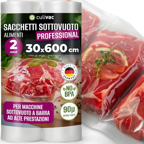 culivac Rollos Envasadora al Vacio – Professional, 30x600cm, 2X | Bolsas de envasar al vacio alimentos para maquina, para Cocción Sous Vide, Conservación y Congelación, sin BPA