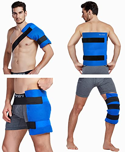 Koo-Care Large Flexible Gel Ice Pack & Wrap with Straps for Hot Cold Therapy - Pain Relief for Shoulder Rotator Cuff, Back, Hip, Knee Replacement Surgery, Shin Splint Injuries Reusable - 11 x 14