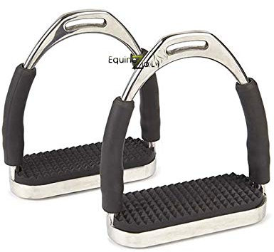 Equinez Tools Flex rostfritt engelsk sadel stigbyglar järndynor knä ankel stress smärtlindring (11,7 cm)