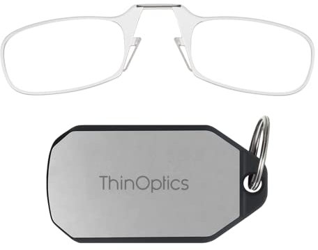 ThinOptics Gafas De Lectura 2.00 Con Montura Transparente Y Funda De Llavero - Gafas De Lectura 2.0 Con Montura Plegable Y Tecnología De Ajuste Flexible