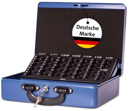 MAUL Geldkassette mit Zähleinsatz aus Stahl | abschließbar | herausnehmbarer Einsatz | tragbare Kasse mit 2 Schlüsseln | geeignet als Spardose, kleiner Safe, Tresor, Trinkgeldkasse | Blau