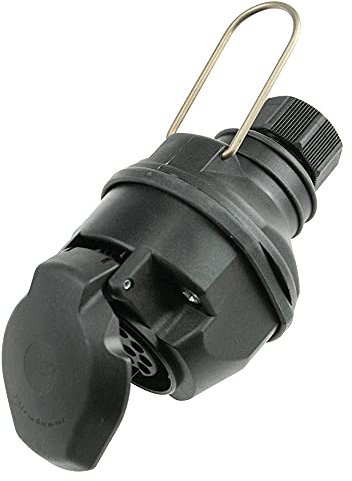 as - Schwabe Camping Kupplung 13-polig – 12 V Anhänger-Kupplung für Outdoor & Caravan – Adapter DIN 1724 mit Schraubanschluss – Wohnwagen & Wohnmobil Zubehör – IP44 – Made in Germany – Schwarz, 60466