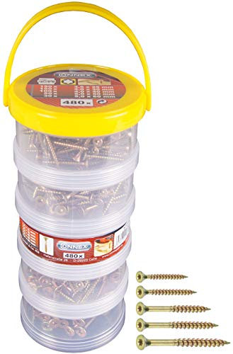 Connex B30305 - Viti universali zincate, confezione assortita, in scatola impilabile, 480 pezzi