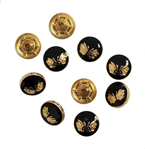 HAND ® Druckknöpfen 4-teilig PSGC08 Dekorative Gold Schwarz Schmetterling Top-Verschluss-Knopf 12 mm - Packung mit 10 Sets