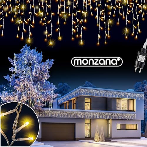 Monzana® Luces de Navidad 400 Leds Interiores Exteriores 15m Iluminación Navideña Blanco Cálido