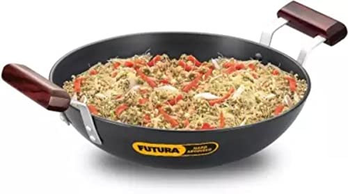 Hawkins Futura Hard Anodised Deep-Fry Pan (Kadhai) with Stainless Steel Lid, 2.75 Litre