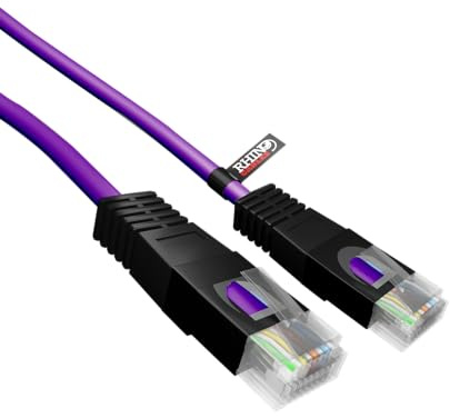 rhinocables Network Crossover Cable – Cat5e Patch Lead for Legacy Networking, Console Linking & PC Sync | 100 Mbps UTP for Fast, Reliable Transfers (Violet, 5m)