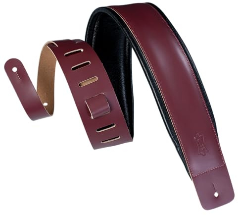 Levy's DM1PD-BRG 3-Zoll-Gitarrengurte aus Leder - Burgund